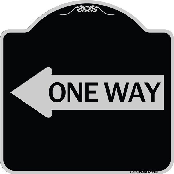 One Way With Left Arrow Heavy-Gauge Aluminum Architectural Sign, 18" x 18", BS-1818-24385
